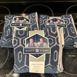 Scott Living Dish Cloth Set of 4 navy/gray rare discontinued Kohls 2019